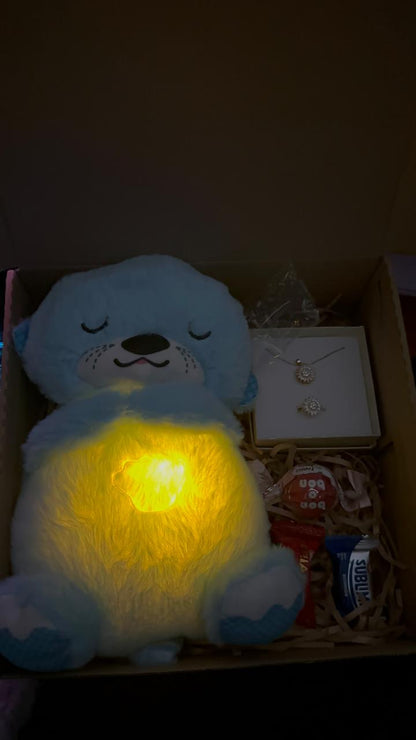 🎁 "Pack Nutria Brillante: Peluche Luminoso + Joyería Girasol en Caja de Regalo"